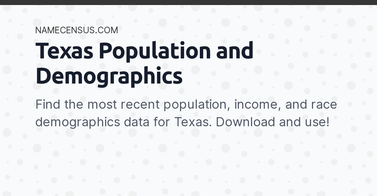 Texas Demographics 2024 Race, Population)